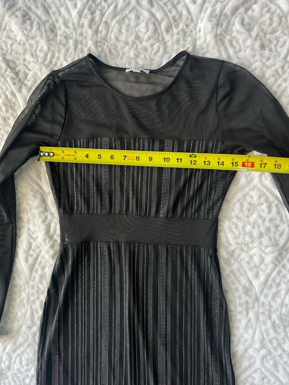A.U.W Elegant Formal Women’s Black Diamond Mesh Dress | Size Small - Picture 11 of 12